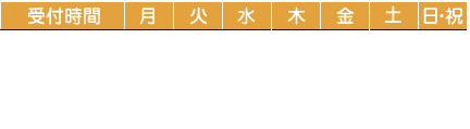 受付時間 月曜から金曜日:8時半から12時半、15時半から20時。土曜日:8時半から13時。日曜日・祝日:休み